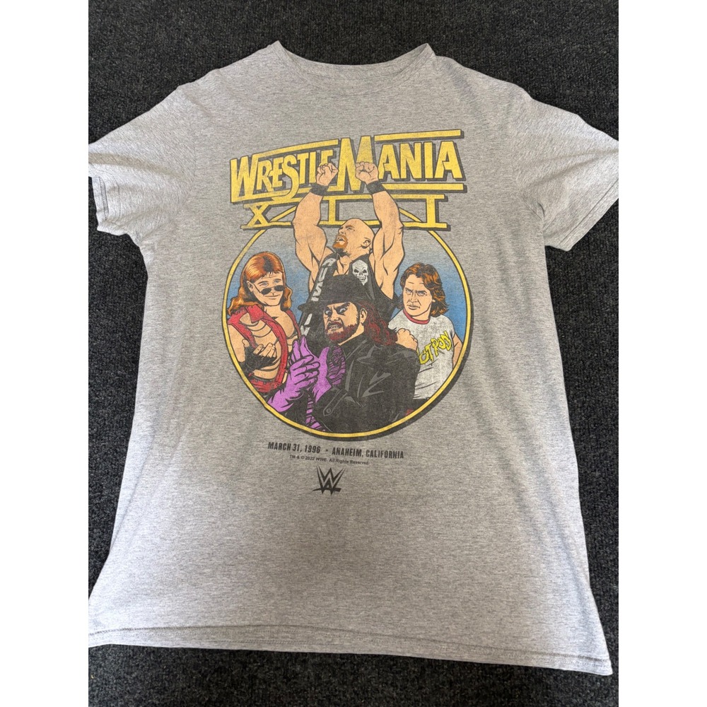 WWE WrestleMania XII 12 Graphic T-Shirt Gray Mens Medium Austin Undertaker HBK